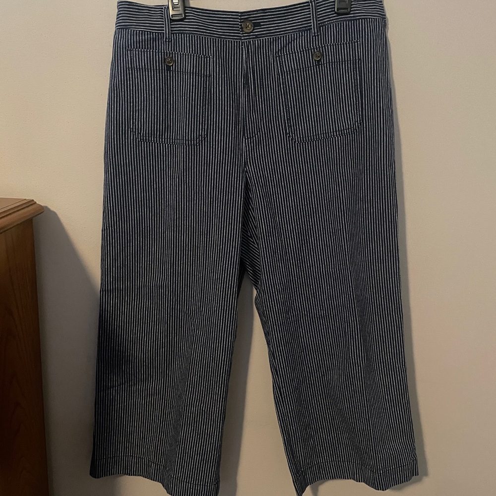 LOFT Navy and White Striped Pants